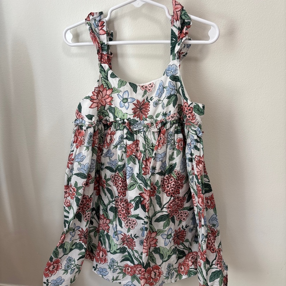 Janie & Jack Floral Ruffled Strap Sundress - Pink, Green & Blue - Kids
